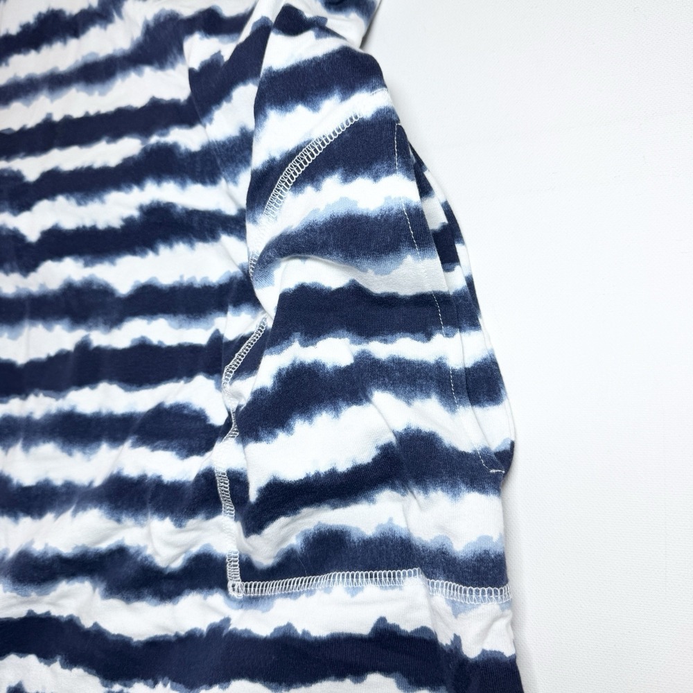 Talbots Terry Sleeveless Midi Dress XL Wavy Tie Dye Blue Pockets Travel Resort - Picture 5 of 10